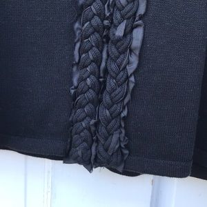 Madison Black Braided Ruffle Trim Cardigan Sweater